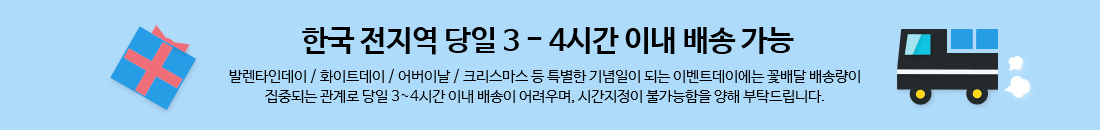 한국 전지역 당일 3 - 4시간 이내 배송 가능